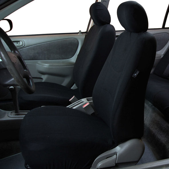 Flat Cloth Seat Covers - Front Set Black