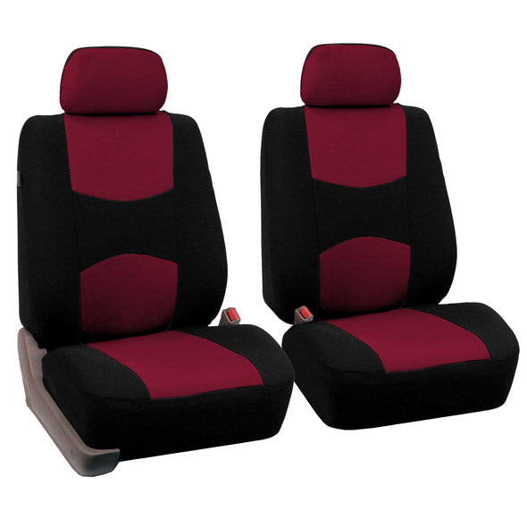 Flat Cloth Seat Covers - Front Set Burgundy