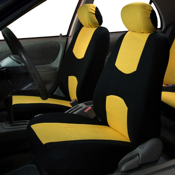 Flat Cloth Seat Covers - Front Set Yellow