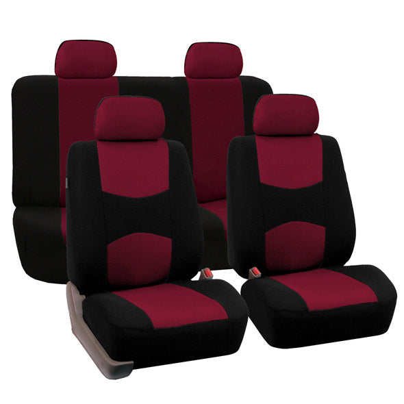 Flat Cloth Seat Covers - Full Set Burgundy