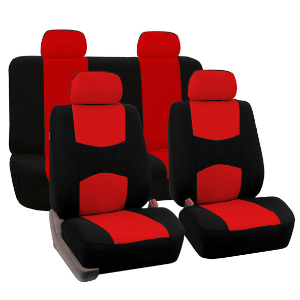 Flat Cloth Seat Covers - Full Set Red