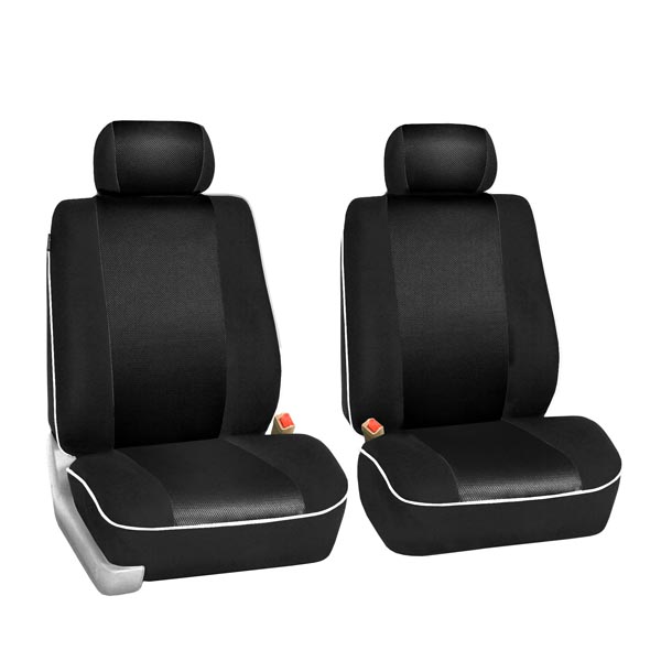 Edgy Piping Seat Covers - Front Set Black