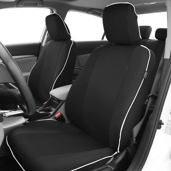 Edgy Piping Seat Covers - Front Set Black