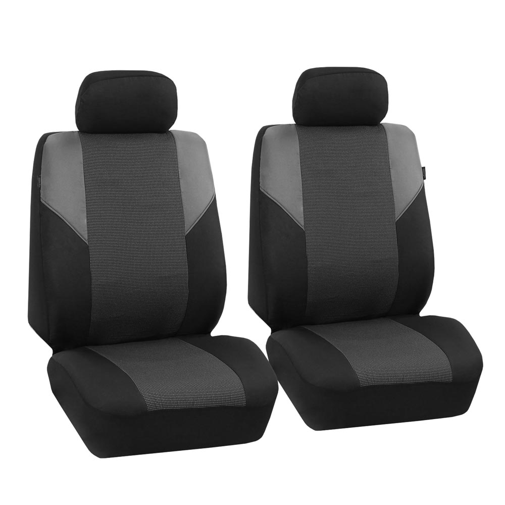 Timeless Cross Weave Seat Covers - Front Set Gray