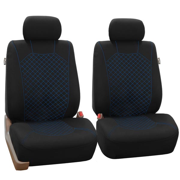 Quilted Flat Cloth Seat Covers - Front Blue