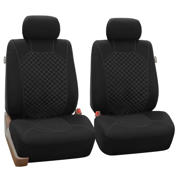 Quilted Flat Cloth Seat Covers - Front White