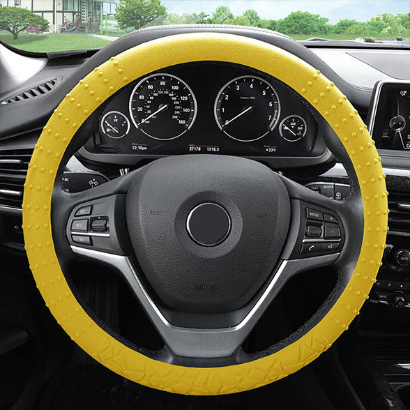 Nibbed Silicone Steering Wheel Cover with Massaging Grip Yellow