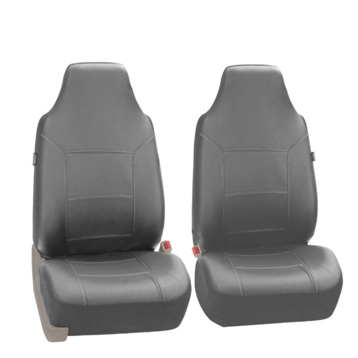 FH Group Ultra Comfort Leatherette Rear Set Seat Cushions with Bonus Air Freshener, Gray