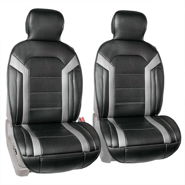 Futuristic Faux Leather Seat Cushions - Front Set Gray