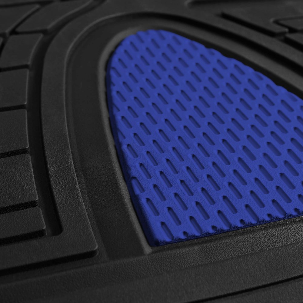 Trimmable ClimaProof Heavy Duty Tall Channel Non-Slip Rubber Floor Mats - Full Set Blue