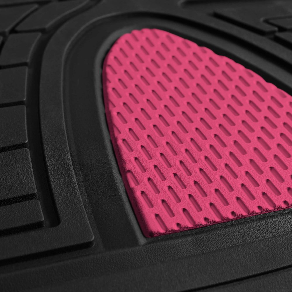 Trimmable ClimaProof Heavy Duty Tall Channel Non-Slip Rubber Floor Mats - Full Set Pink