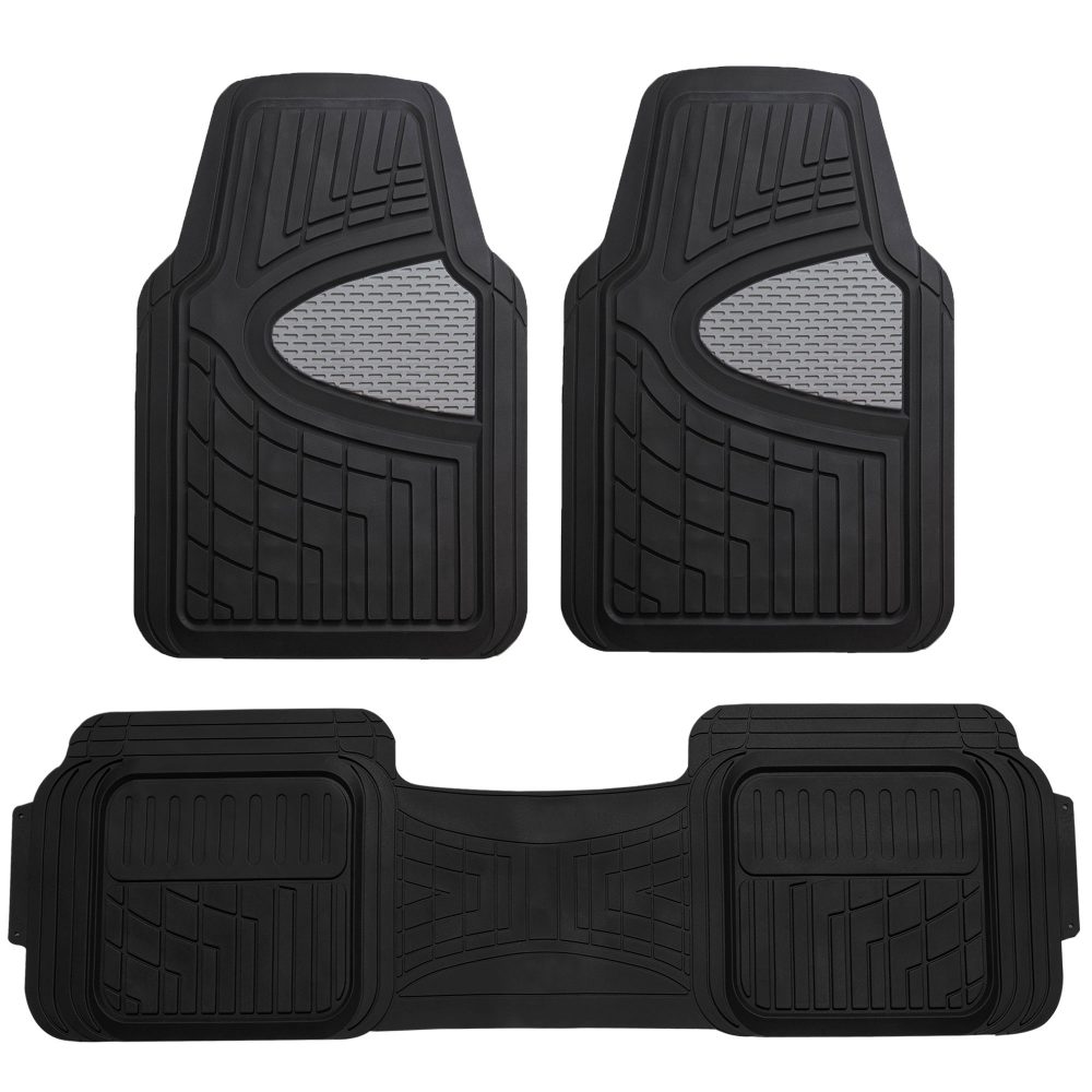 Trimmable ClimaProof Heavy Duty Tall Channel Non-Slip Rubber Floor Mats - Full Set Gray