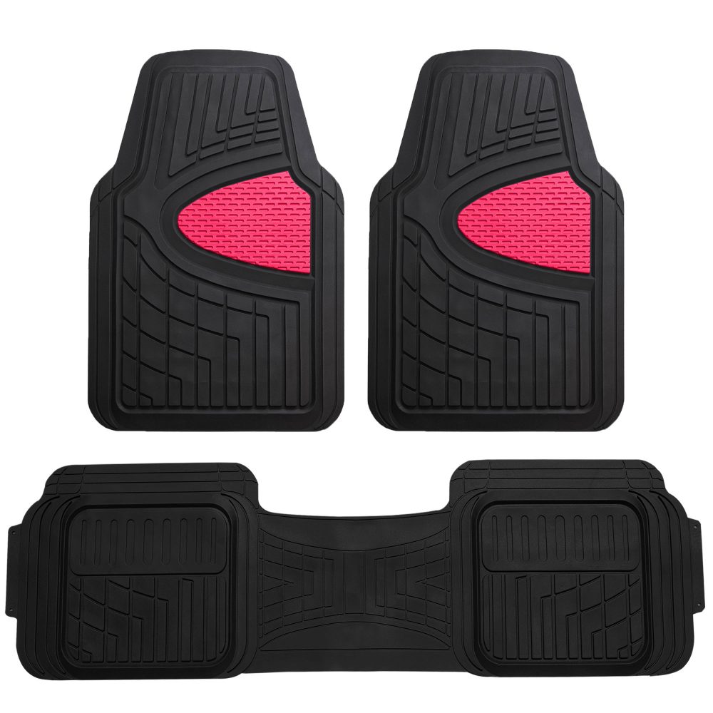 Trimmable ClimaProof Heavy Duty Tall Channel Non-Slip Rubber Floor Mats - Full Set Pink