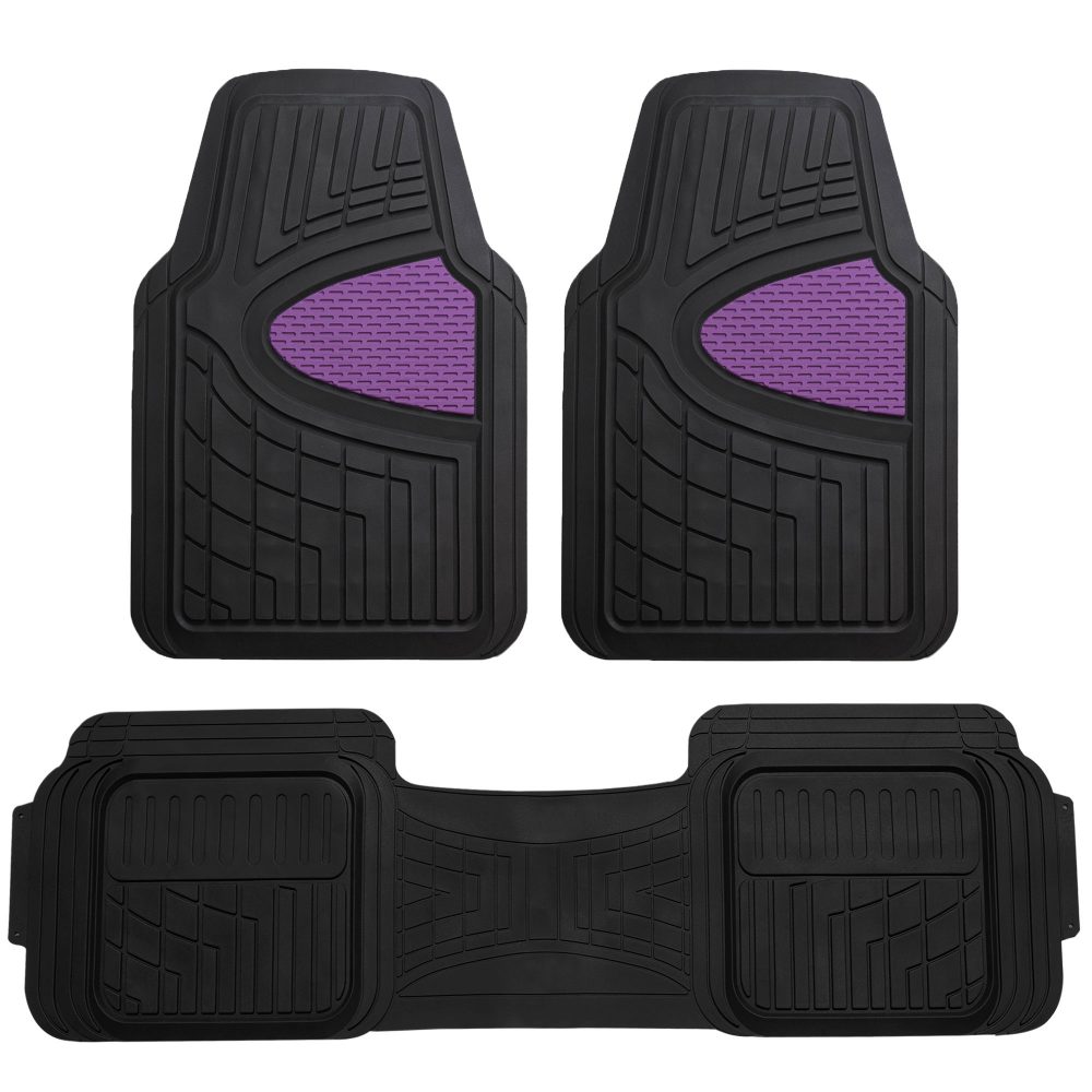 Trimmable ClimaProof Heavy Duty Tall Channel Non-Slip Rubber Floor Mats - Full Set Purple