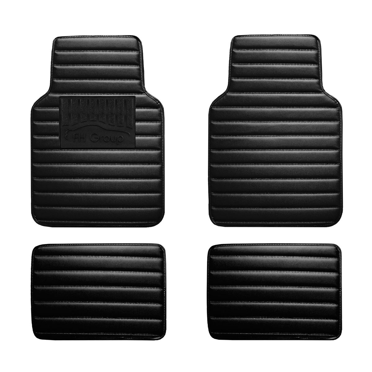 Heavy Duty Non-Slip Faux Leather Floor Mats - Full Set Black