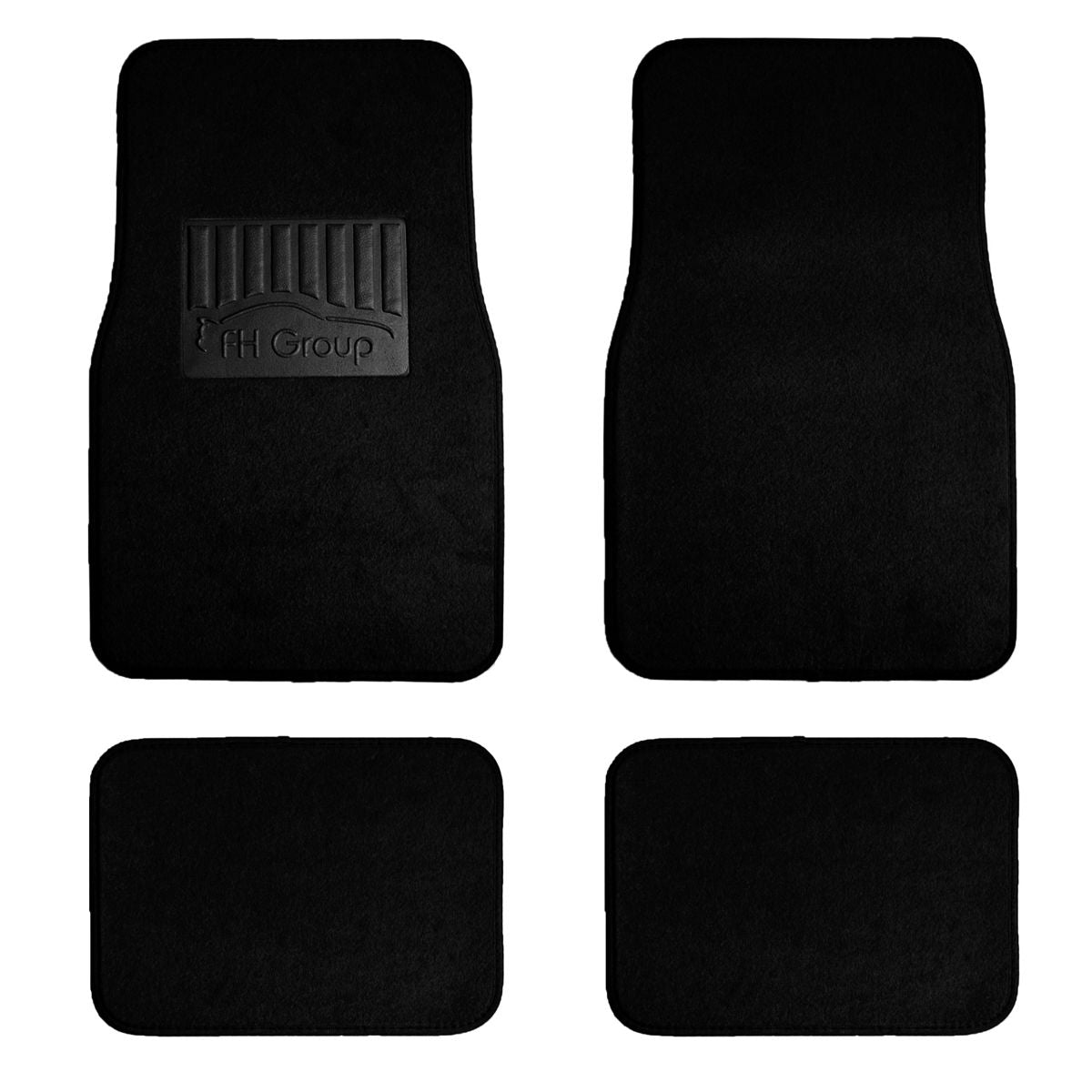 Premium Non-Slip Carpet Floor Mats with Heel Pad - Full Set Black