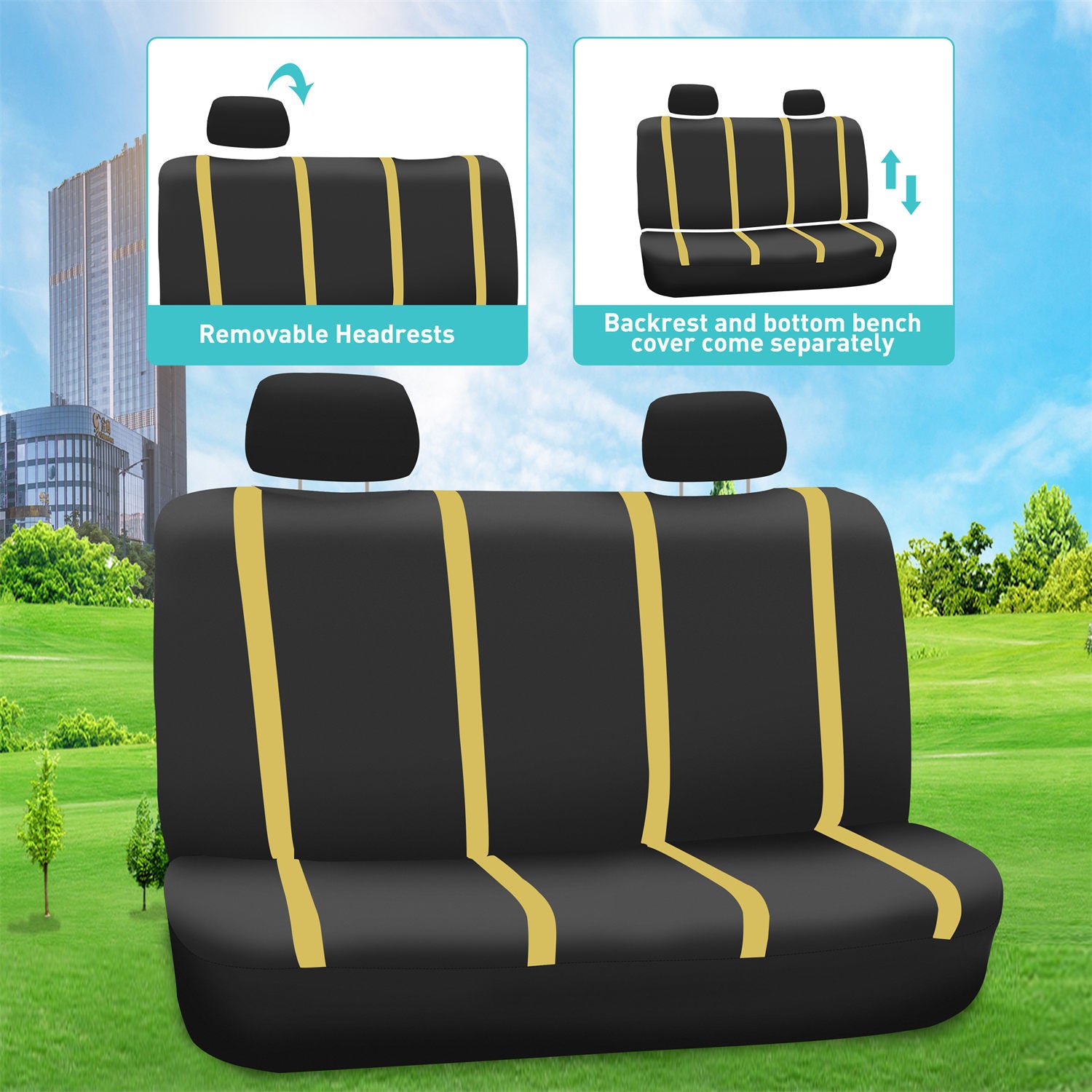 Unique Flat Cloth Seat Covers - Rear Yellow