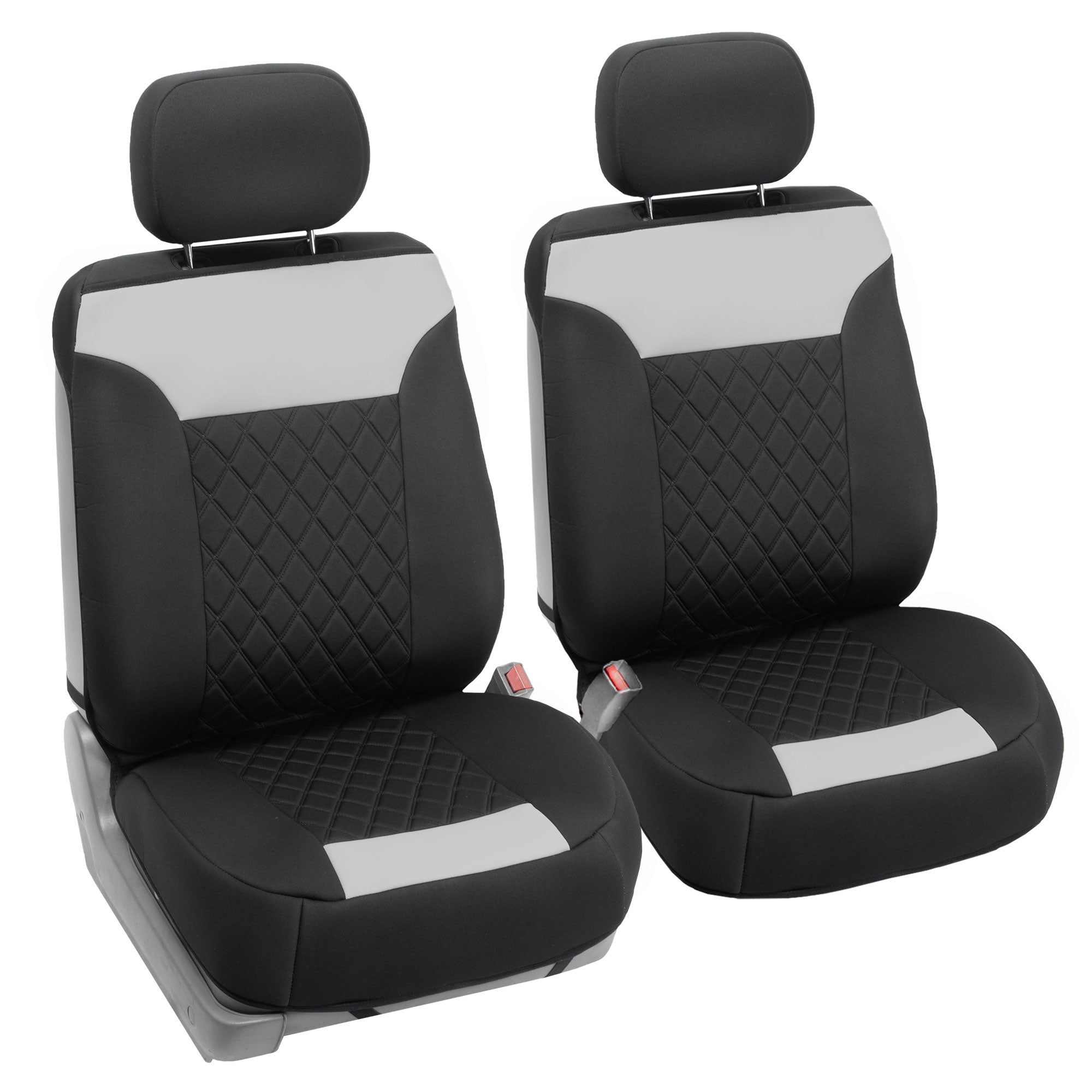 Neosupreme Quality Car Seat Cushions - Front Set Gray / Black