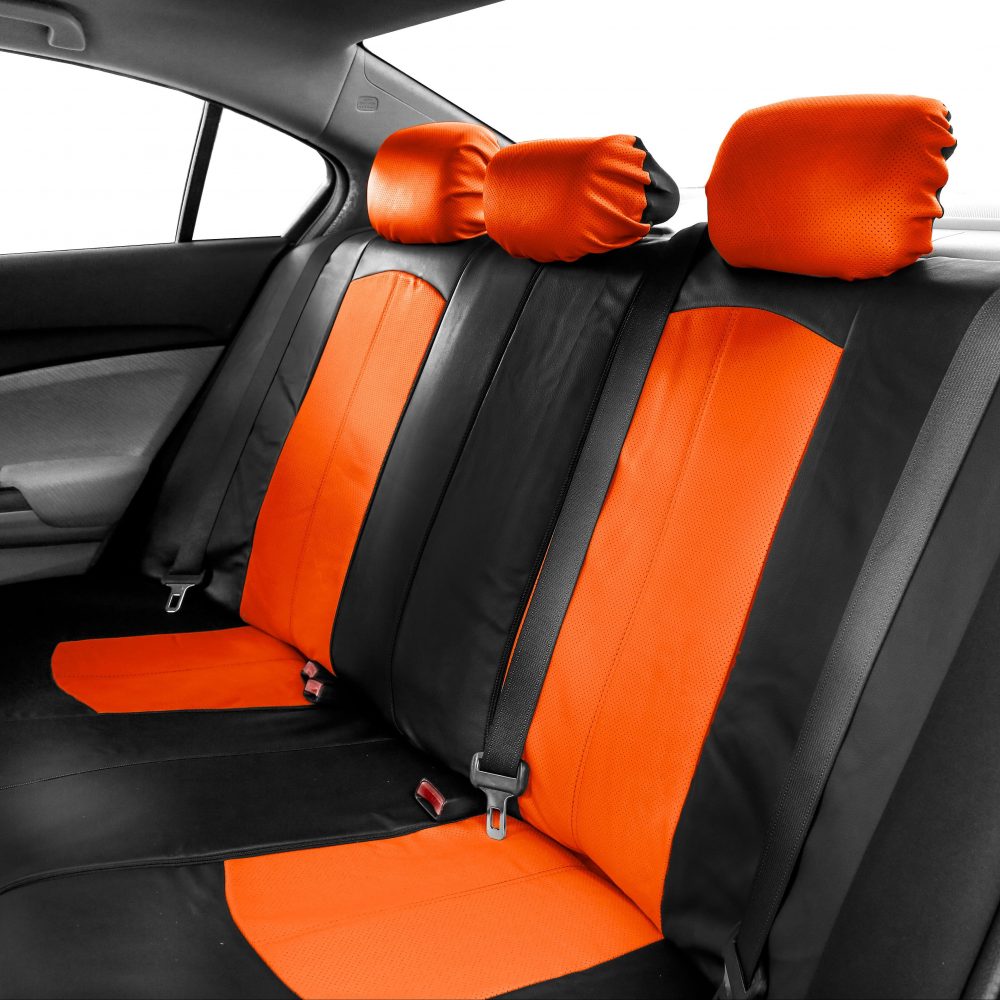 Highest Grade Faux Leather Seat Covers - Rear Orange