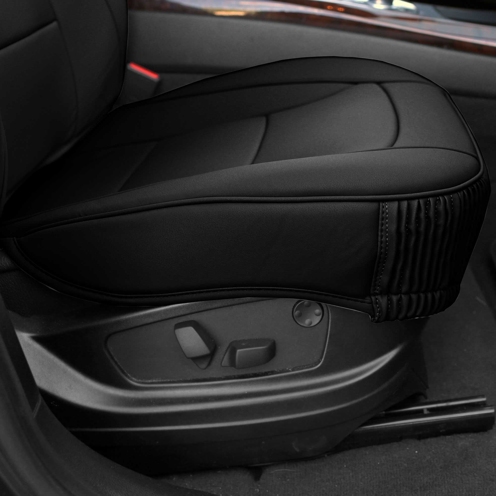 Ultra Comfort Deluxe Leatherette Seat Cushions - Front Set Black