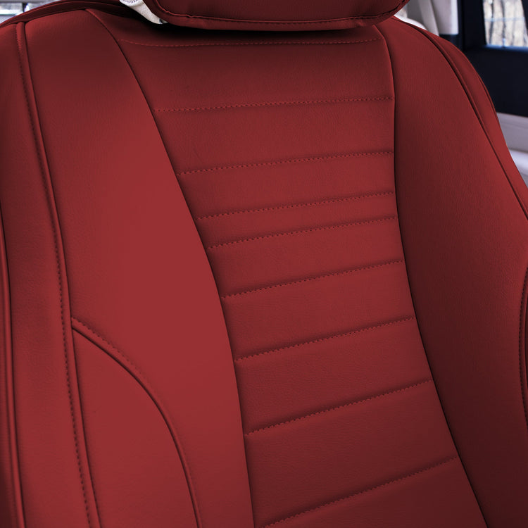 TLH Futuristic Leather Seat Cushions Front Only, Red Seat Cushions-  Universal Fit Car Seat Cushion Automotive Seat Cover Interior Accessories  Car Seat