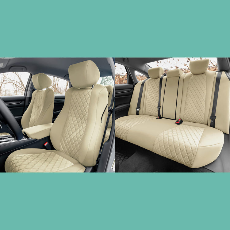 FH Group Neoprene Water Resistent Seat Covers Beige (Full Set)