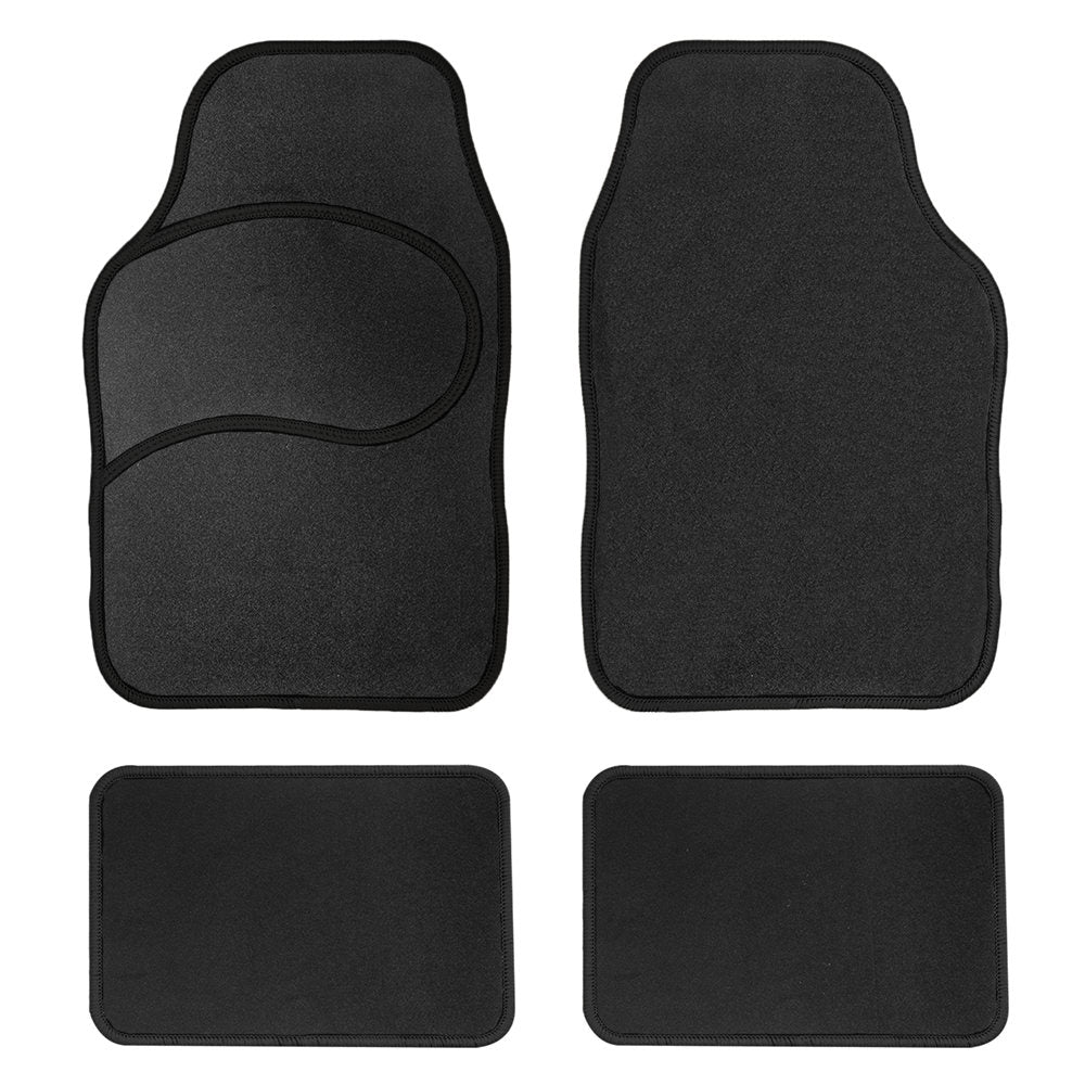 Mod Non-Slip Carpet Floor Mats with Colorful Stitching - Full Set Black