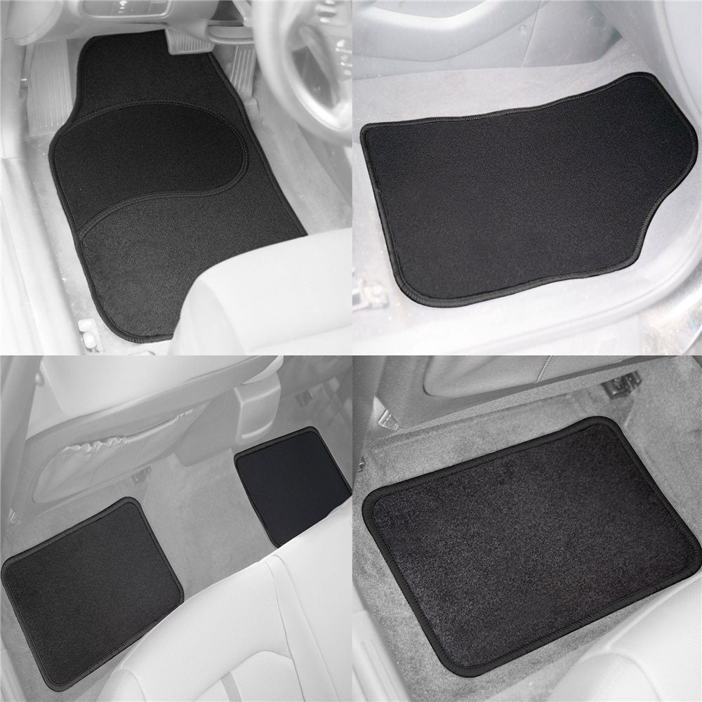 Mod Non-Slip Carpet Floor Mats with Colorful Stitching - Full Set Black