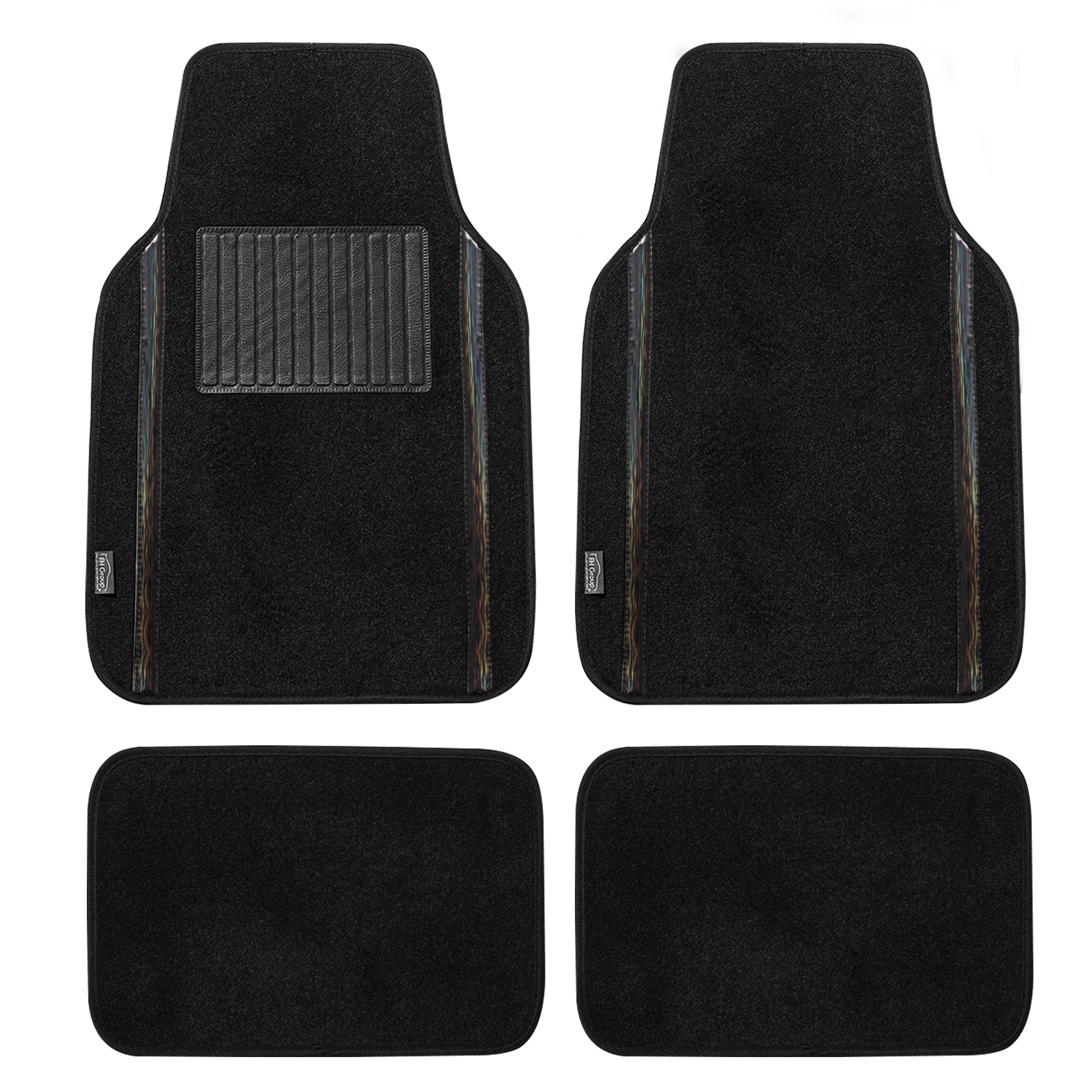 Galaxy13 Metallic Stripe Non-Slip Carpet Floor Mats - Full Set Black