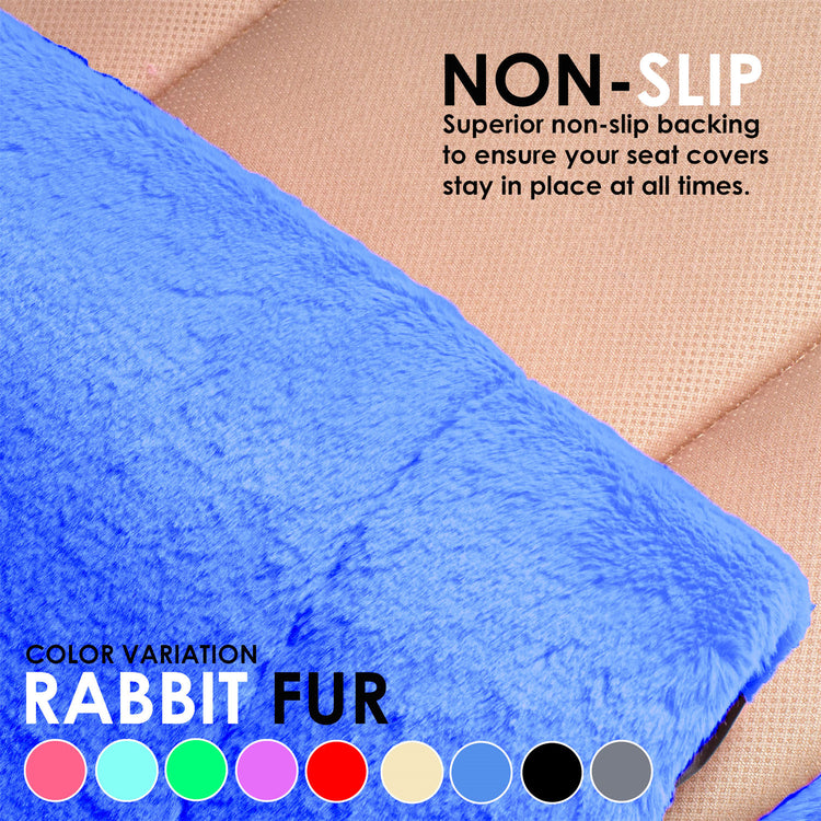 Doe16 Faux Rabbit Fur Car Seat Cushions - Front Set Gray