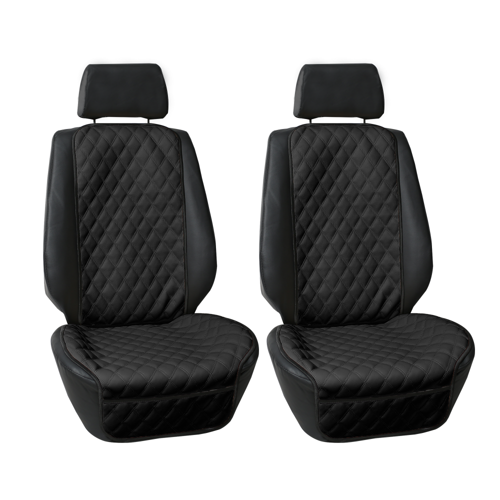 Faux Leather Seat Protectors - 1Pk Front Black