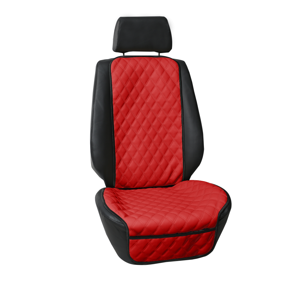 Faux Leather Seat Protectors - 1Pk Front Red