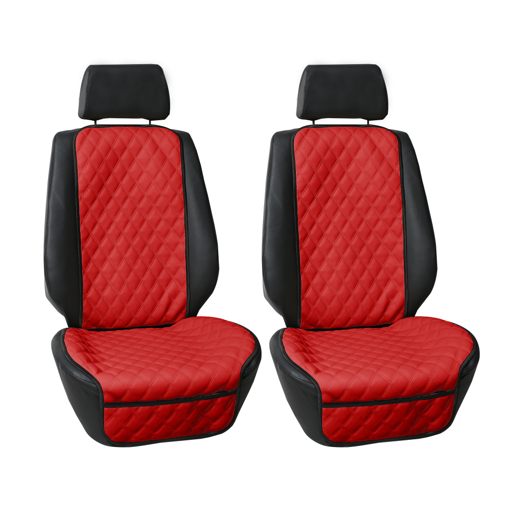 Faux Leather Seat Protectors - 1Pk Front Red