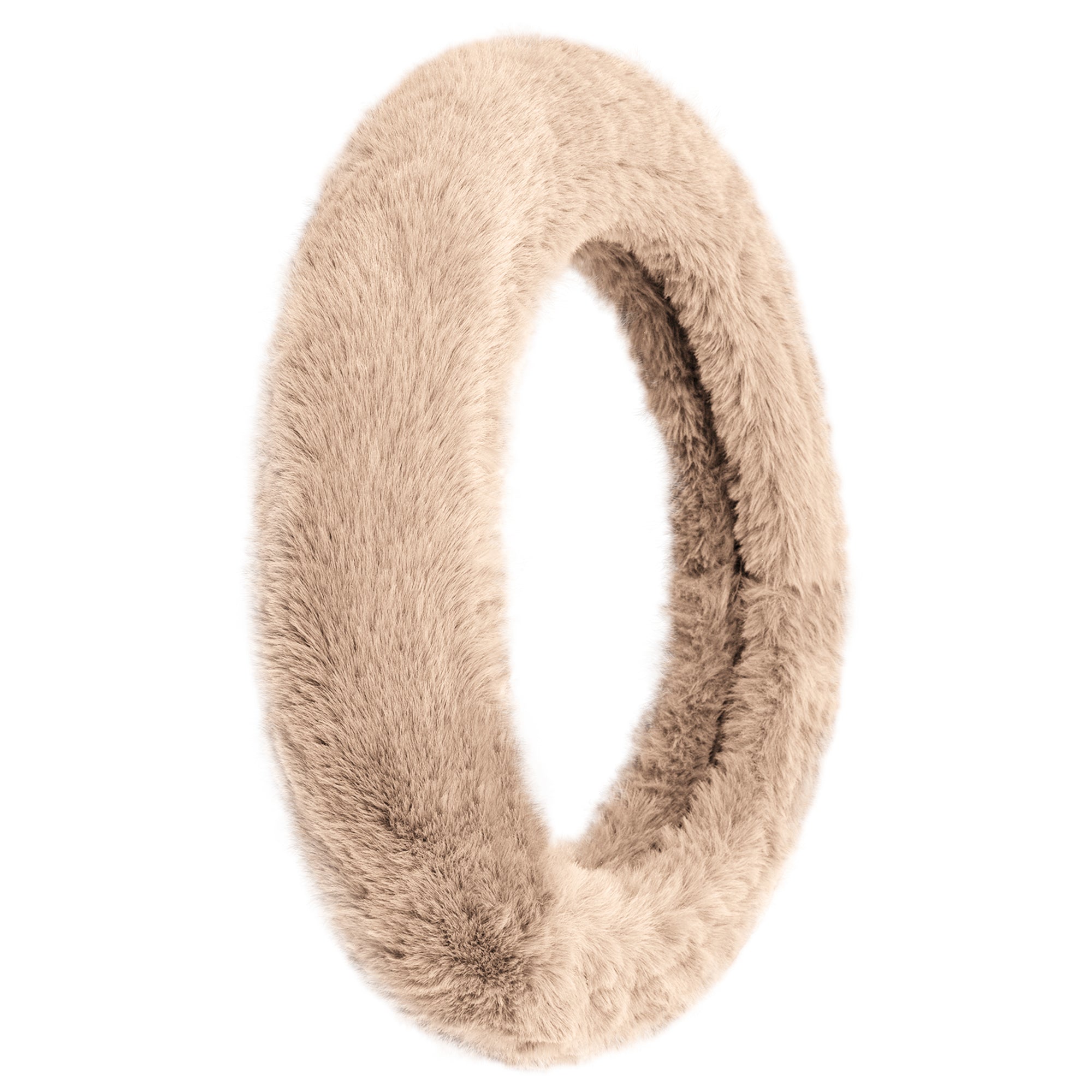 Doe16 Faux Rabbit Fur Steering Wheel Cover Beige