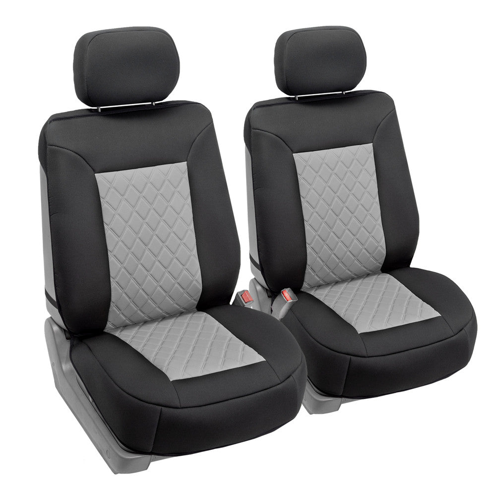 Neosupreme Deluxe Quality Car Seat Cushions - Front Set Gray / Black