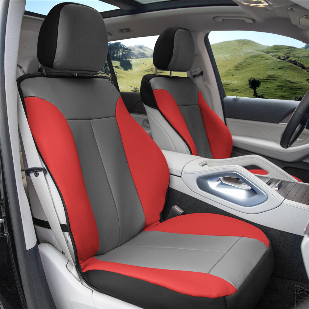 Apex90 Superior Faux Leather Car Seat Covers - Front Set Red